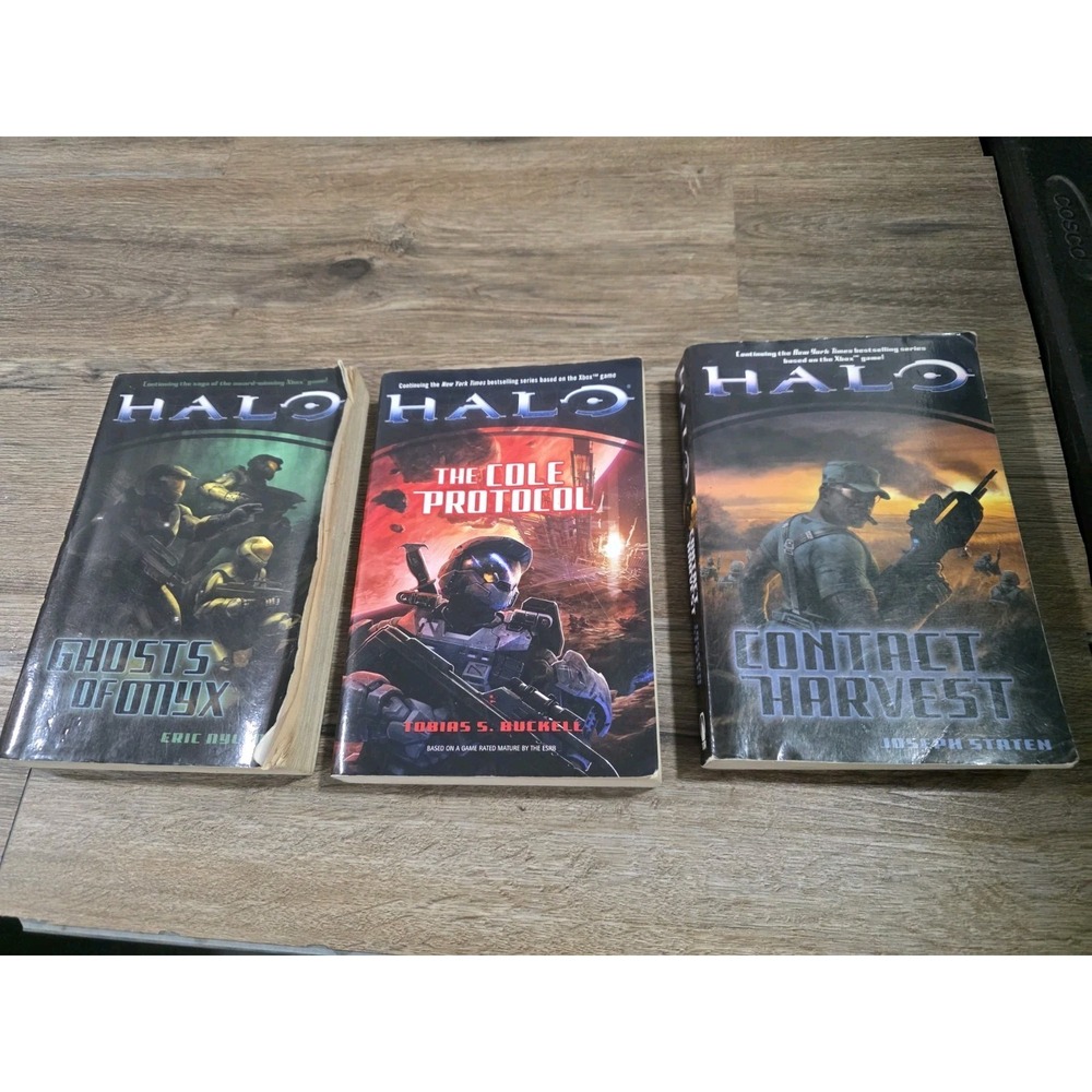 Vintage Halo Paperback Book Lot Tor Staten Buckell Nylund Cole Harvest Onyx
